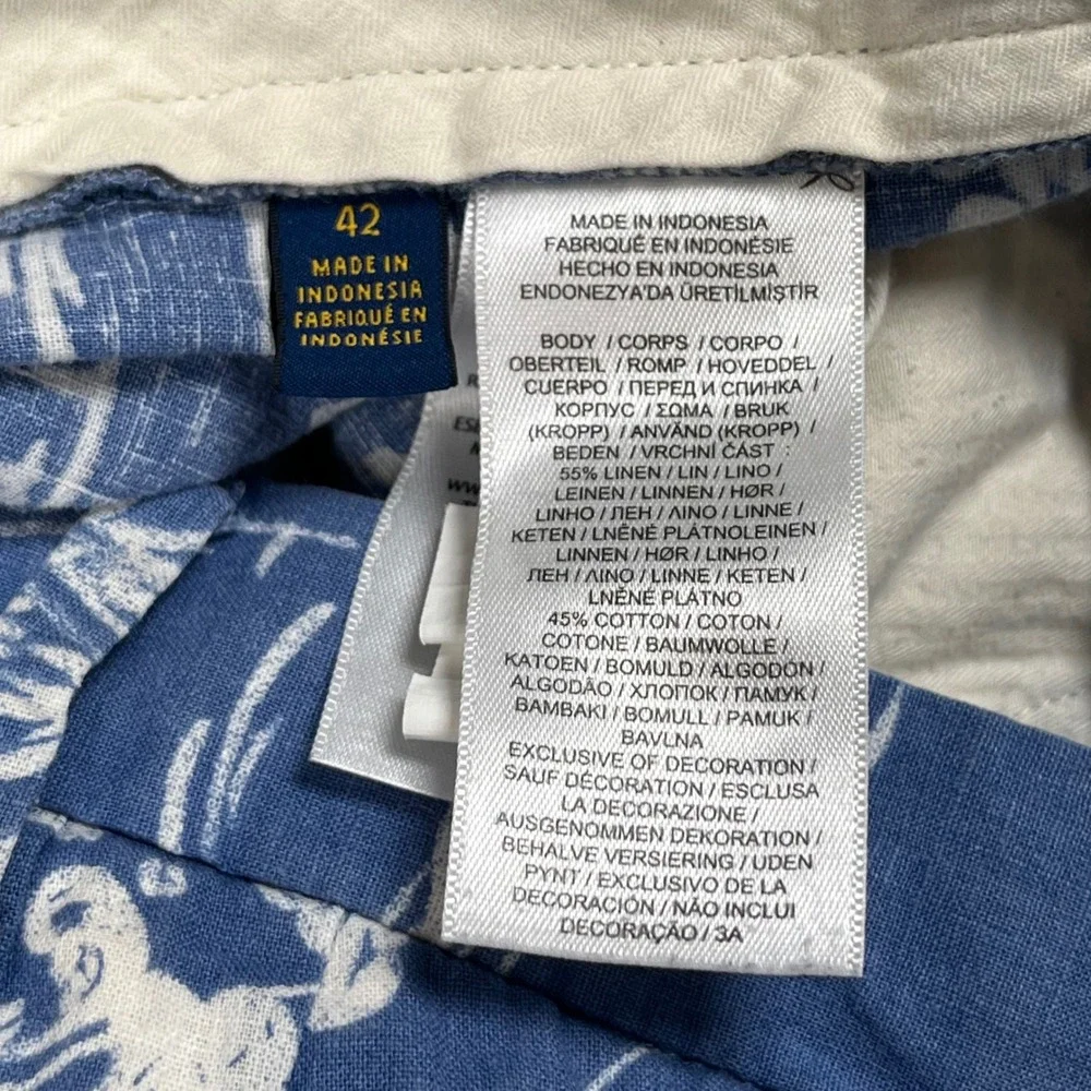 Polo Ralph Lauren Shorts Men 42 Blue Marlin Sailboat Nautical Linen Blend Preppy